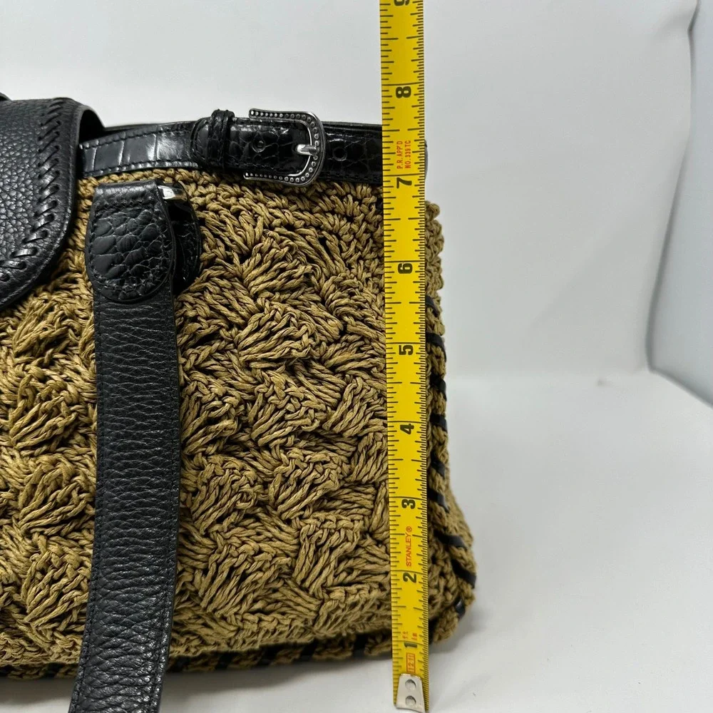 Brighton‎ Leather Trim Raffia Double Strap Shoulder Bag